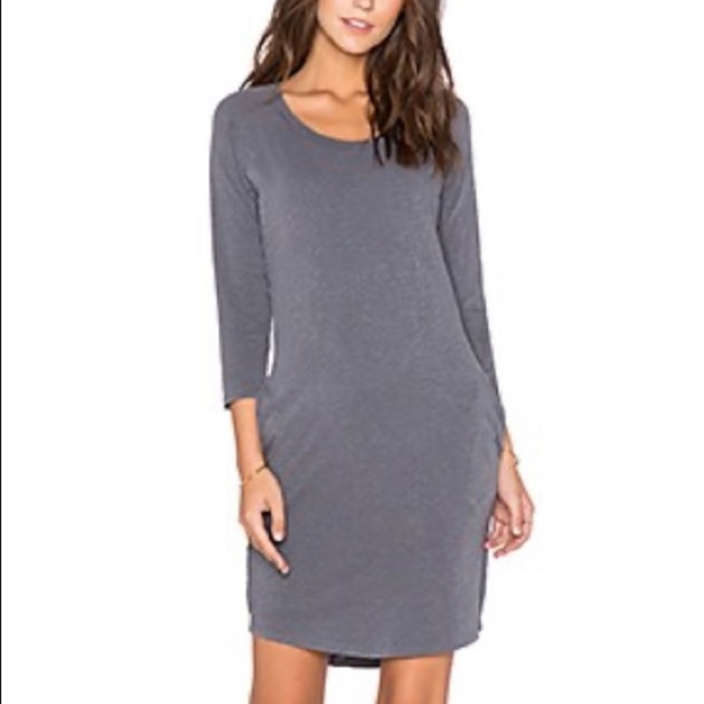 SUNDRY 3/4 Sleeve Stretch Raglan Dress